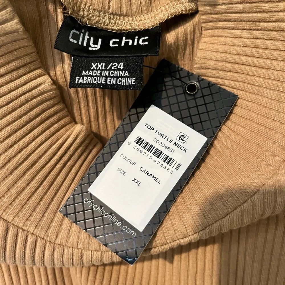 City Chic Caramel Ribbed Turtle Neck‎ - Picture 2 of 5